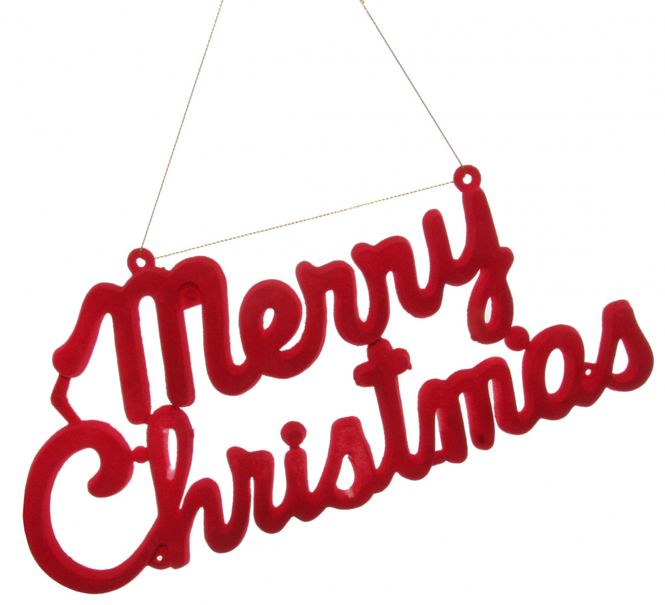Hovedbilde Merry Christmas red flocking 29cm 