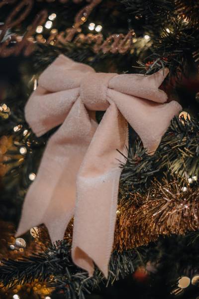 Velvet bow cream w/clip 20cm 