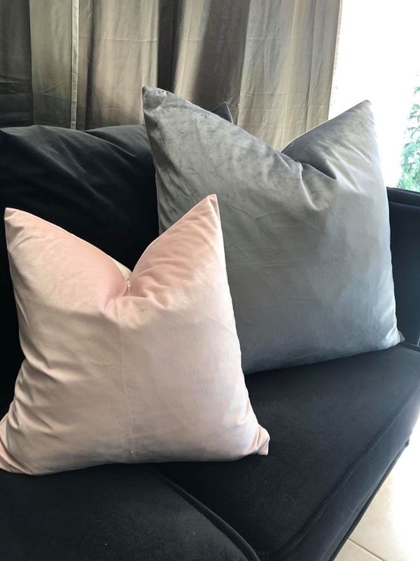 Grå velur putetrekk 60x60