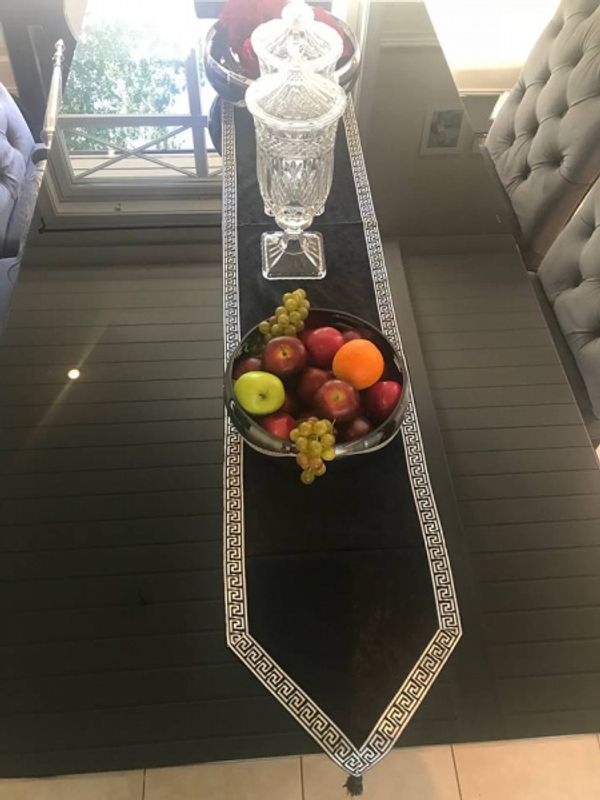 Aten bordløper svart/sølv 205cm