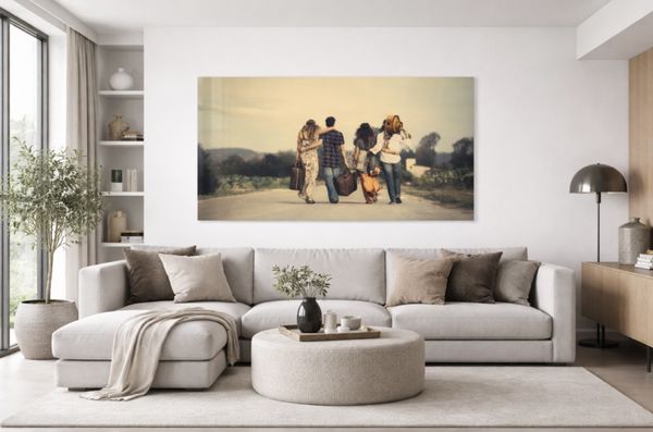 Glass picture hippie venner 90cm x 150cm