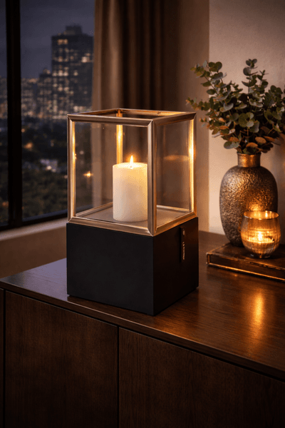 Lykt m/MDF sokkel sort