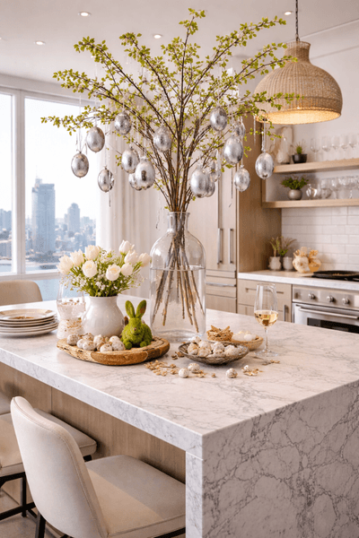 Sølv egg heng stor 8 stk